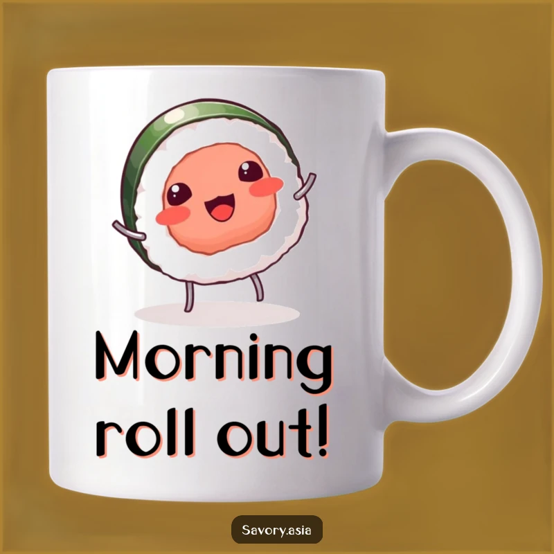 Funny Sushi Cartwheel Mug: Playful Rolls for Your Morning Brew, Perfect Hilarious Gift!