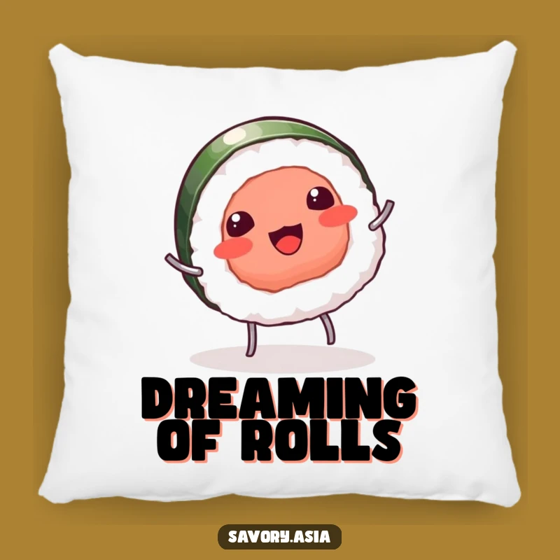 Funny Sushi Cozy Pillow: Relax with This Hilarious Cartwheeling Sushi, Perfect Accent!