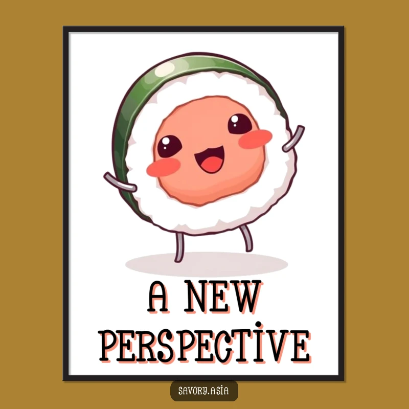 Funny Sushi Cartwheel Art Print: Playful Rolls Decor, Perfect Wall Art, Great Gift!