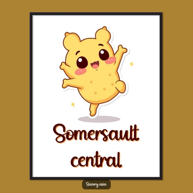 Funny Tempura Somersault Digital Art: Instant Crispy Fun for Walls