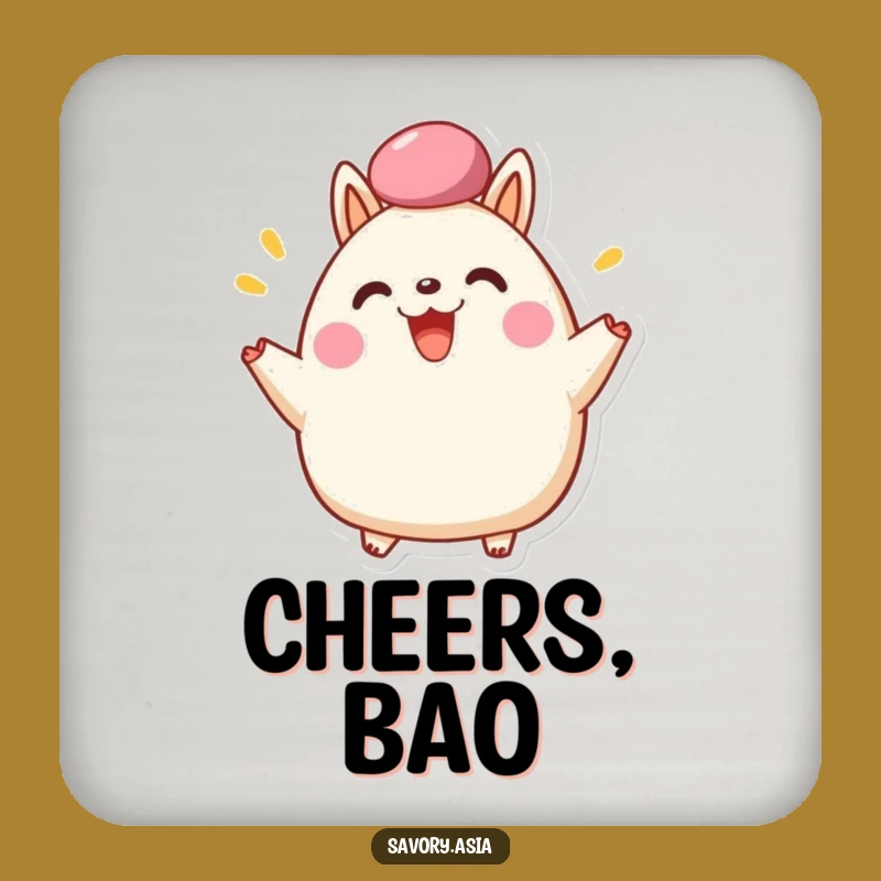 Funny Bao Bun Cheer Coaster Set - Happy Fluffy Top Table Protector Gift