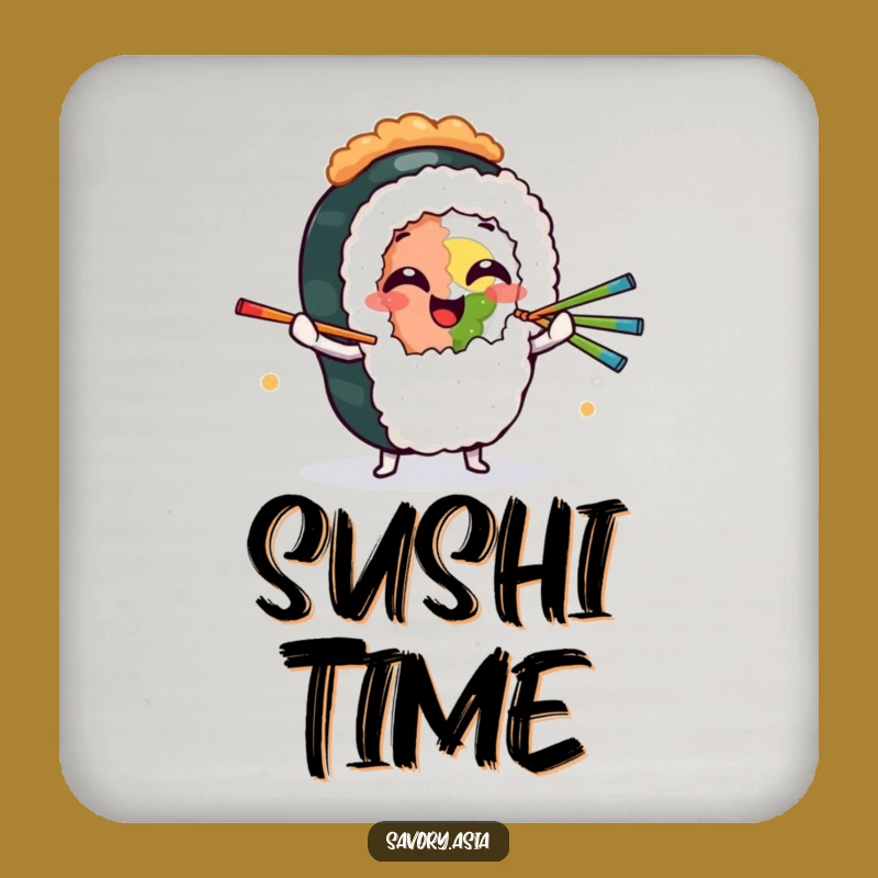 Funny Sushi Juggling Coaster Set - Giggling Roll Character Table Protector Gift