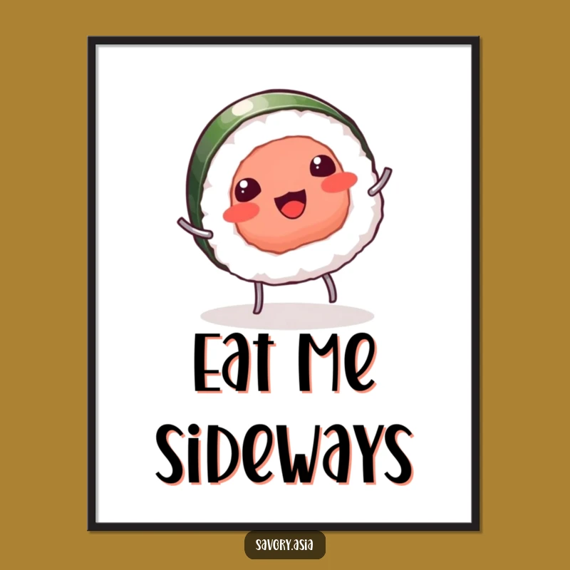 Funny Sushi Cartwheel Poster: Playful Rolls Art for Your Wall, Perfect Funny Gift!