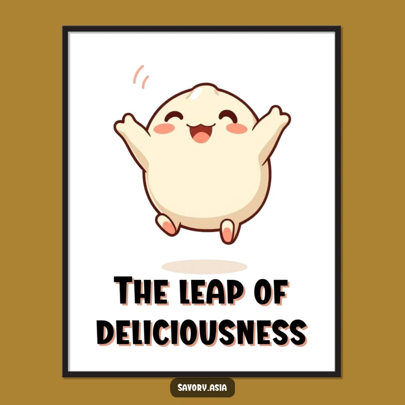 Funny Dumpling Art Print: Vibrant and Hilarious Foodie Wall Decor Gift