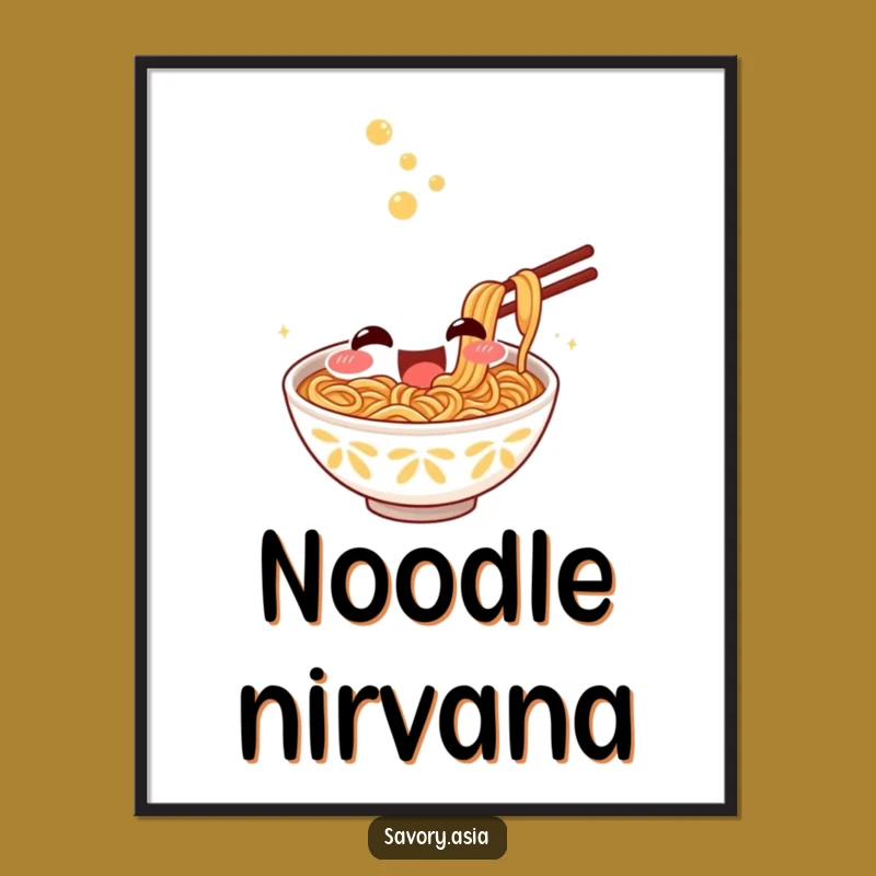 Funny Ramen Slurp Poster - Excited Bowl Character Noodle Art Gift Idea