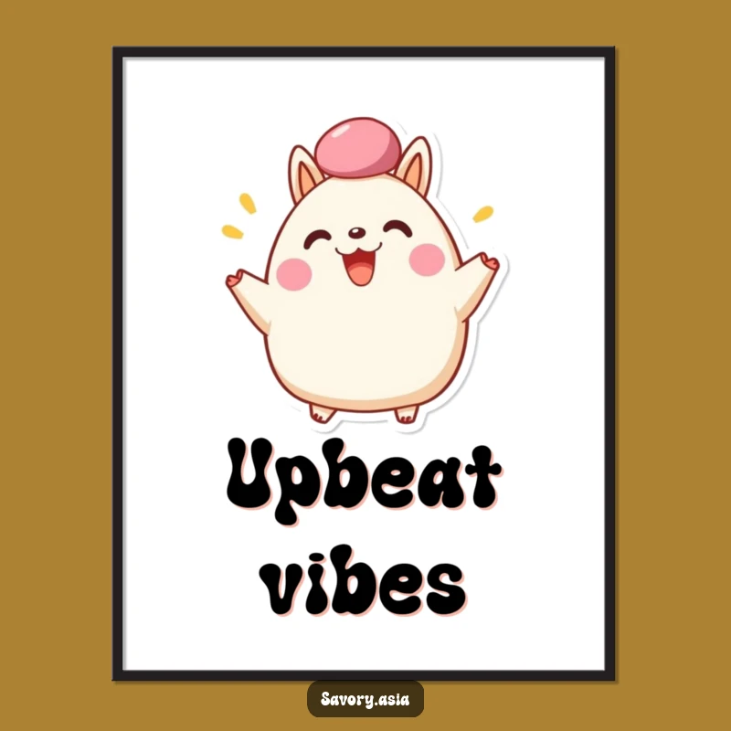 Funny Bao Bun Cheer Poster - Happy Fluffy Top Wall Art Gift Idea