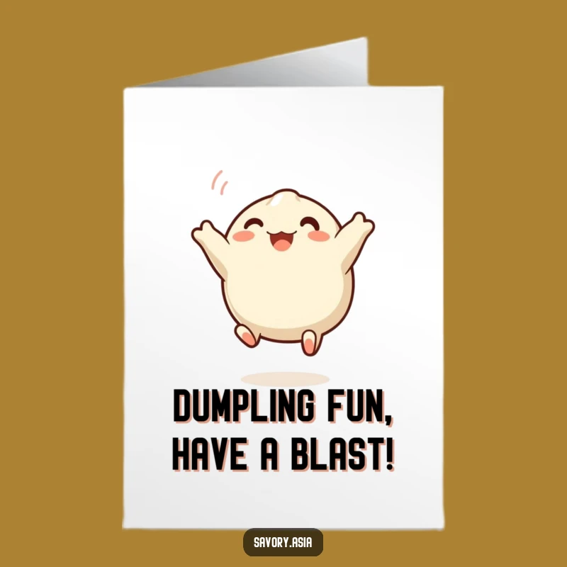 Free Printable Funny Birthday Card: Leaping Dumpling, Hilarious Downloadable Joy
