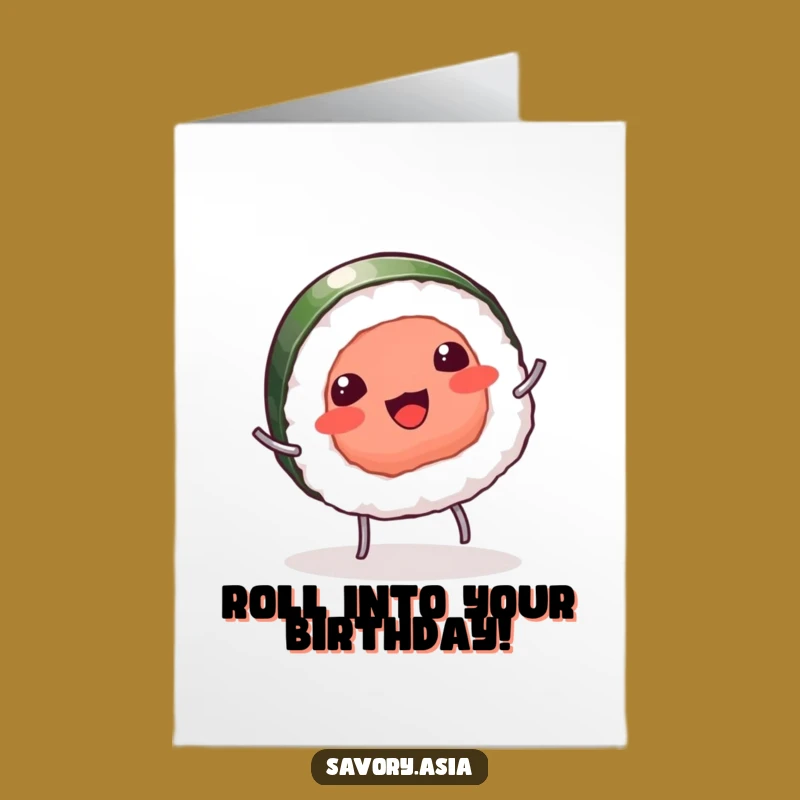 Free Printable Birthday Card: Cartwheeling Sushi, Hilarious Downloadable Gift for Fun