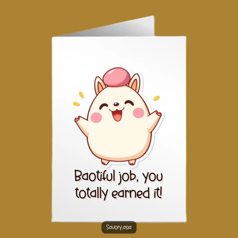 Free Printable Congrats Card: Bao Bun Cheering, Joyful Downloadable Celebration Greeting