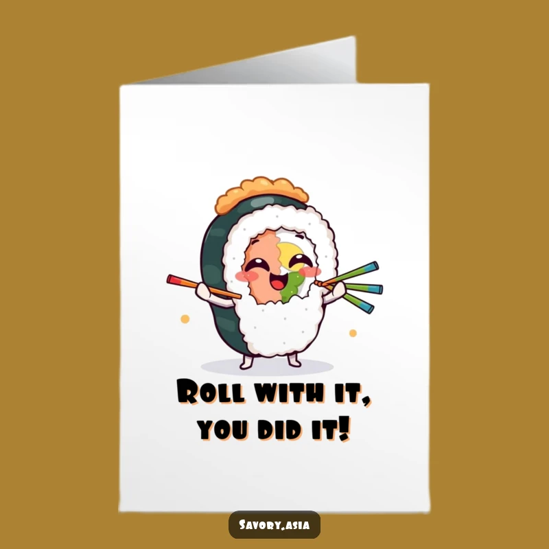 Free Printable Congrats Card: Sushi Juggling Chopsticks, Joyful Downloadable Celebration Humor