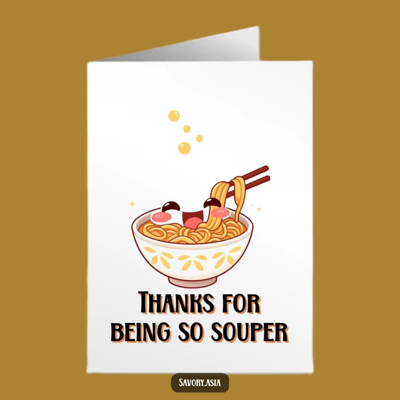 Free Printable Thank You Card: Ramen Slurping Noodles, Grateful Downloadable Foodie Humor