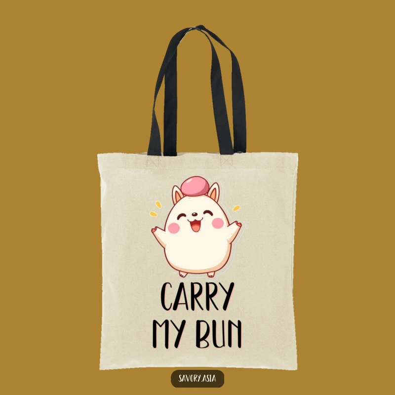 Funny Bao Bun Cheer Tote Bag - Happy Fluffy Top Carry-All Gift