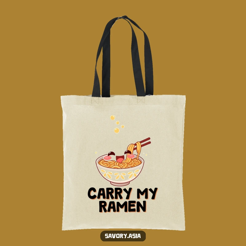 Funny Ramen Slurp Tote Bag - Excited Bowl Character Noodle Carrier Gift